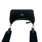 Prada Nylon Leather 2-Way Shoulder Bag Crossbody Pochette Black
