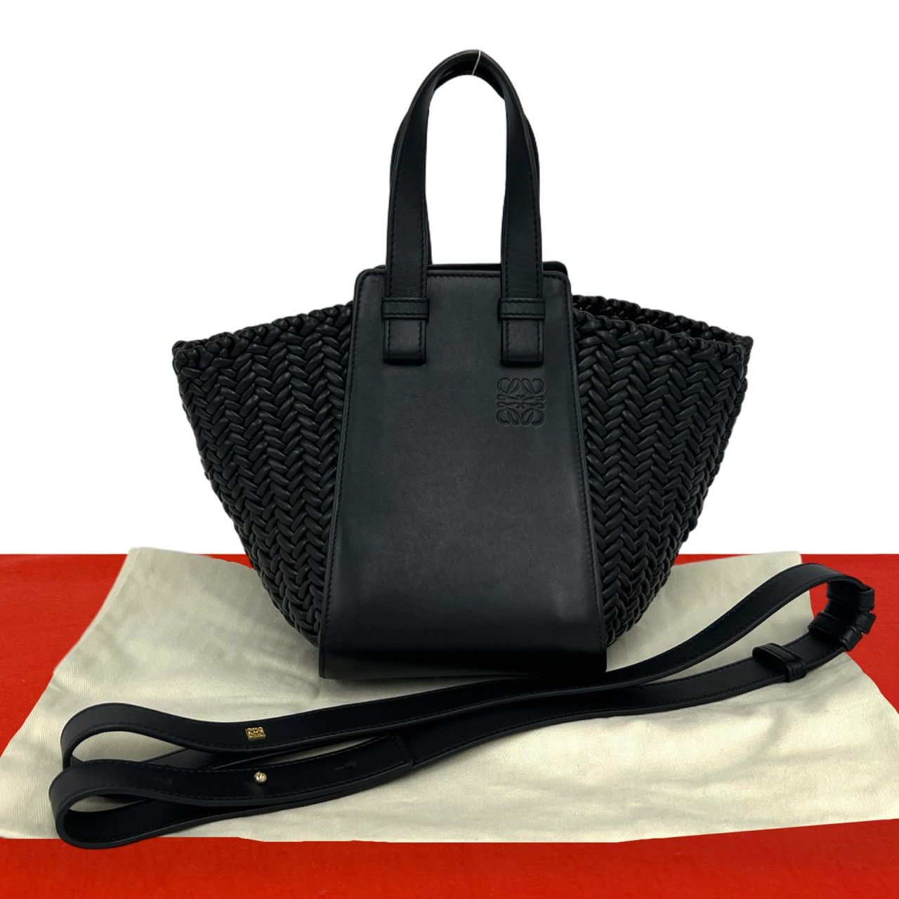 Loewe Hammock Compact Anagram Logo Leather 2-Way Shoulder Bag Navy