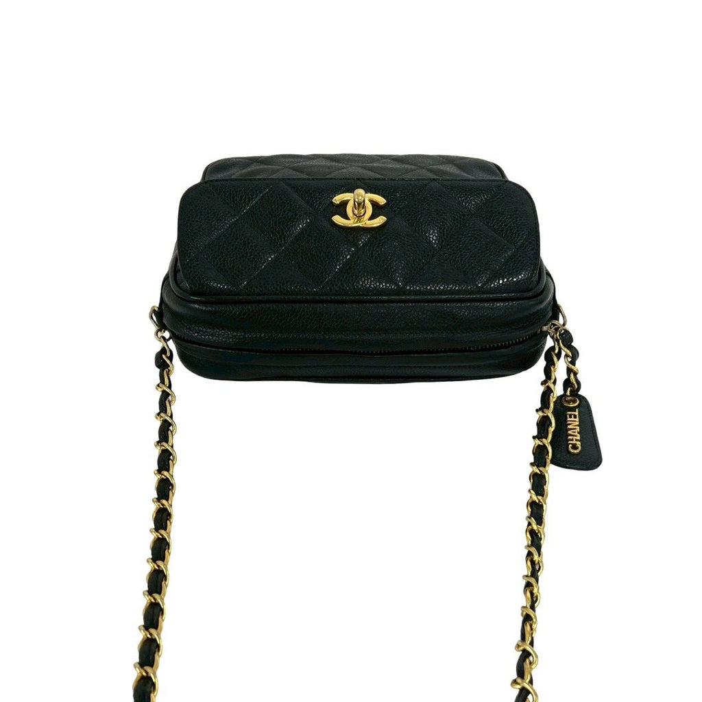 Chanel Vintage Quilted CC Logo Caviar Leather Shoulder Bag Black — view 4