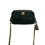 Chanel Vintage Quilted CC Logo Caviar Leather Shoulder Bag Black — view 4