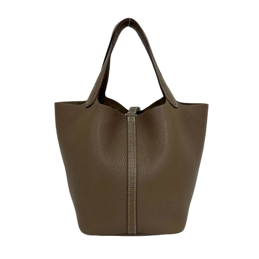 Hermes Picotin Lock MM Taurillon Clemence Leather Handbag Mini Tote Etoupe — view 3