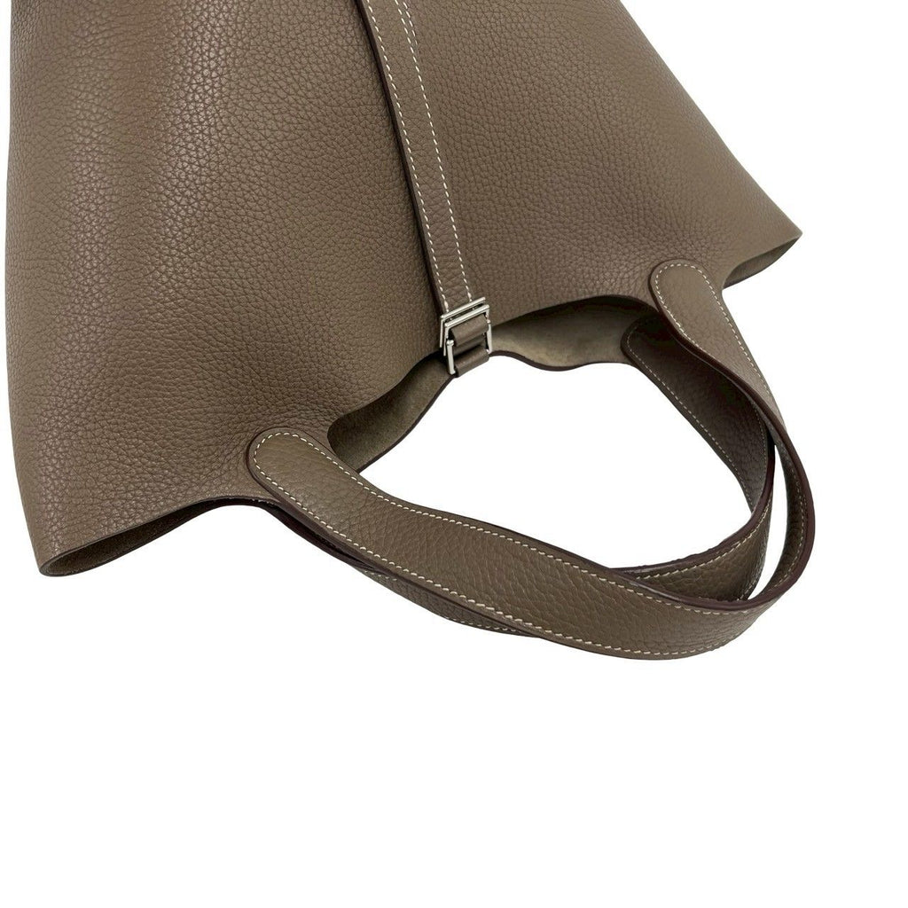 Hermes Picotin Lock MM Taurillon Clemence Leather Handbag Mini Tote Etoupe — view 4