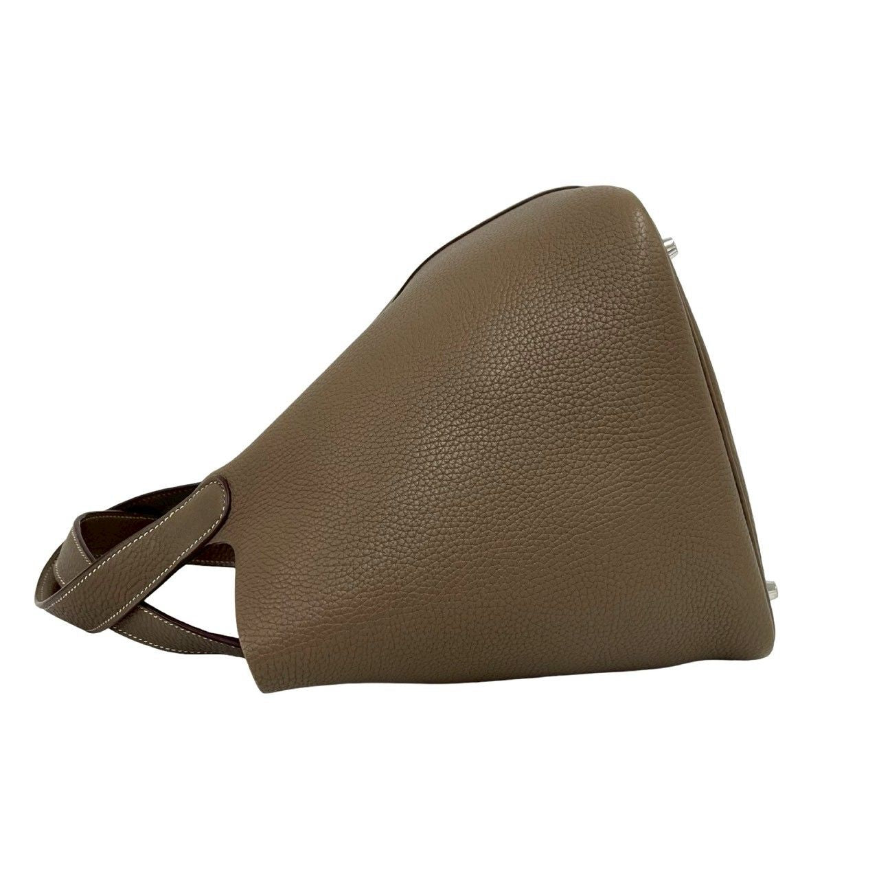 Hermes Picotin Lock MM Taurillon Clemence Leather Handbag Mini Tote Etoupe — view 5