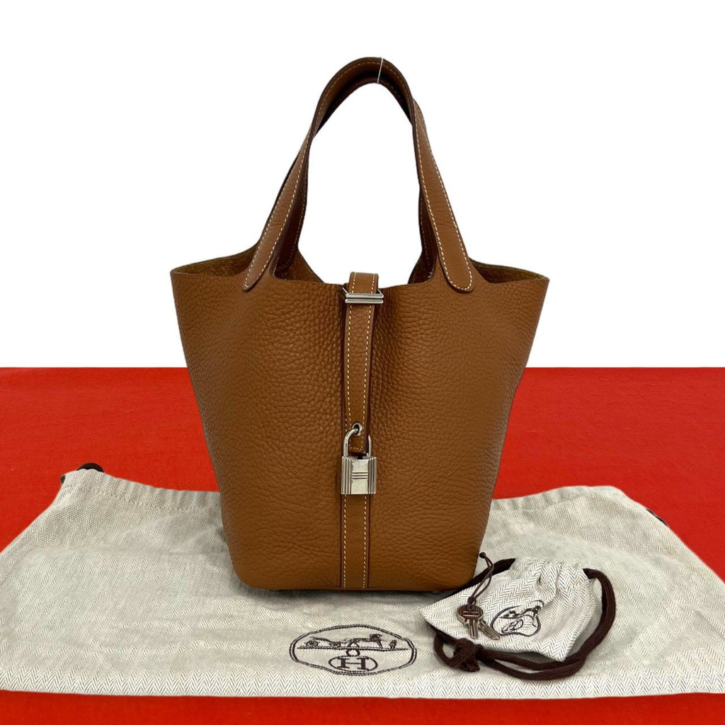 Hermes Picotin Lock PM Taurillon Clemence Leather Handbag Gold