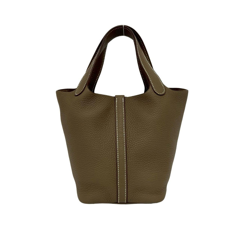 Hermes Box Picotin Lock PM Taurillon Clemence Leather Handbag Etoupe — view 3