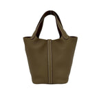 Hermes Box Picotin Lock PM Taurillon Clemence Leather Handbag Etoupe — view 3