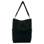 Celine Sangles Bucket Logo Leather Shoulder Bag Tote Black — view 3