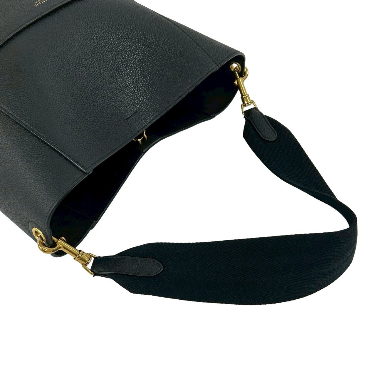 Celine Sangles Bucket Logo Leather Shoulder Bag Tote Black — view 4