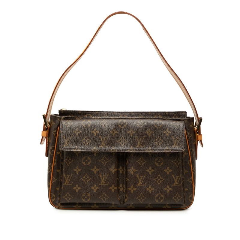 Louis Vuitton Monogram Viva Cite GM Shoulder Bag Brown Leather