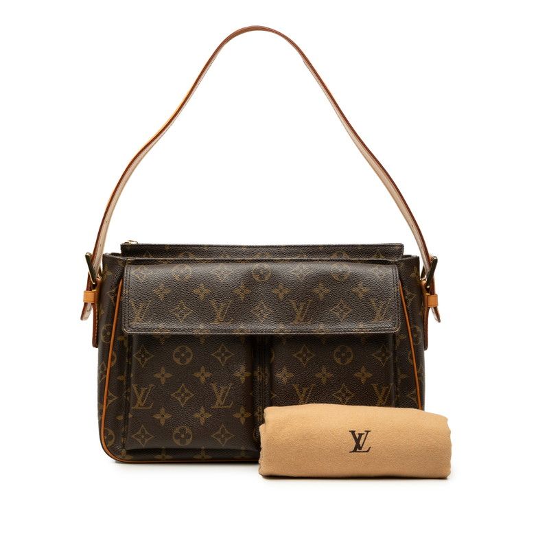 Louis Vuitton Monogram Viva Cite GM Shoulder Bag Brown Leather