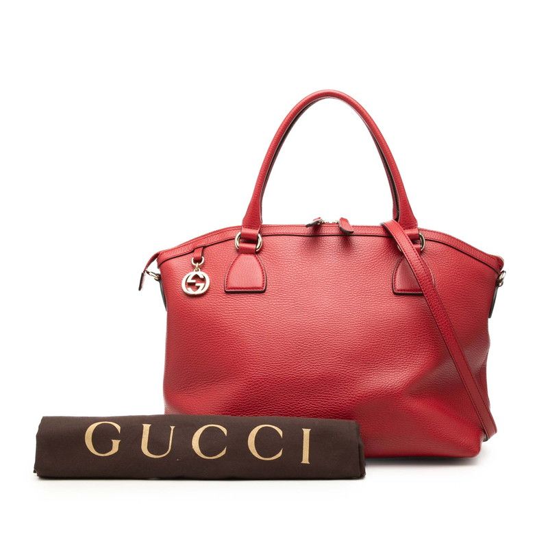 Gucci Interlocking Tote Shoulder Bag 2-Way Black Leather