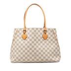 Louis Vuitton Damier Azur Calve Tote Shoulder Bag White Pink Leather