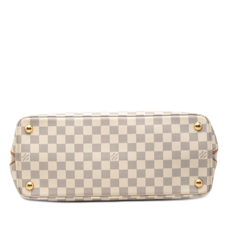 Louis Vuitton Damier Azur Calve Tote Shoulder Bag White Pink Leather