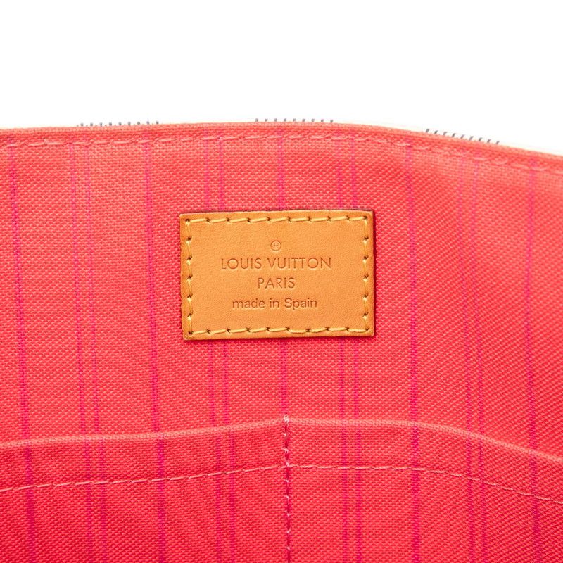 Louis Vuitton Damier Azur Calve Tote Shoulder Bag White Pink Leather