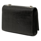 Saint Laurent YSL Logo Monogram Kate Croco Shoulder Bag
