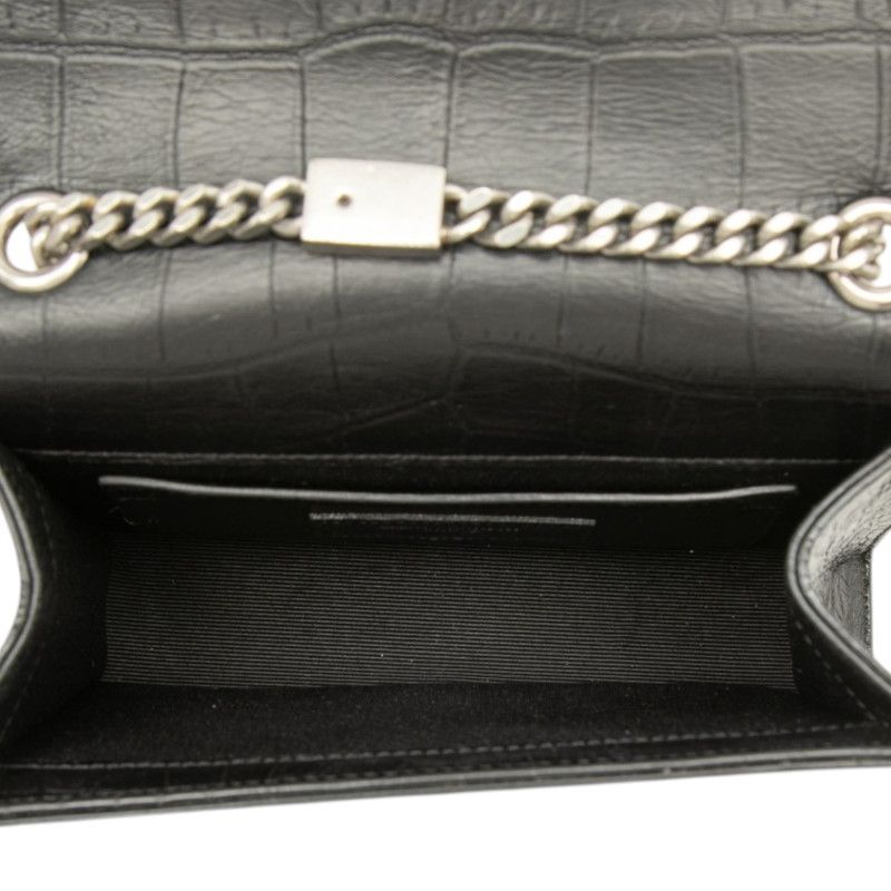Saint Laurent YSL Logo Monogram Kate Croco Shoulder Bag