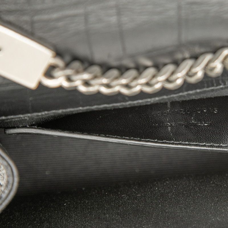 Saint Laurent YSL Logo Monogram Kate Croco Shoulder Bag