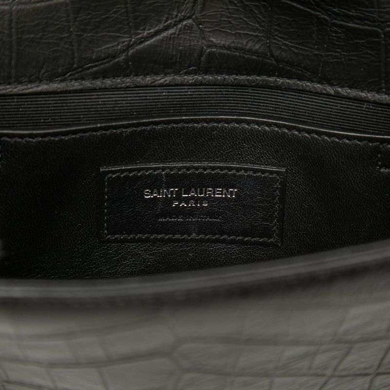 Saint Laurent YSL Logo Monogram Kate Croco Shoulder Bag