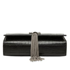 Saint Laurent YSL Logo Monogram Kate Croco Shoulder Bag