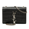 Saint Laurent YSL Logo Monogram Kate Croco Shoulder Bag