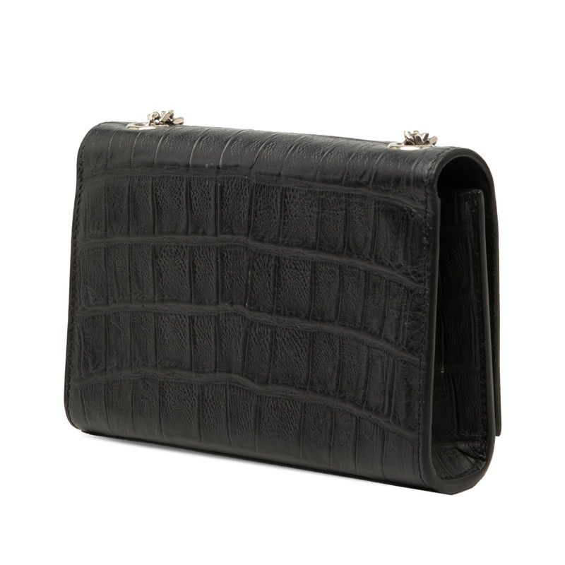 Saint Laurent YSL Logo Monogram Kate Croco Shoulder Bag