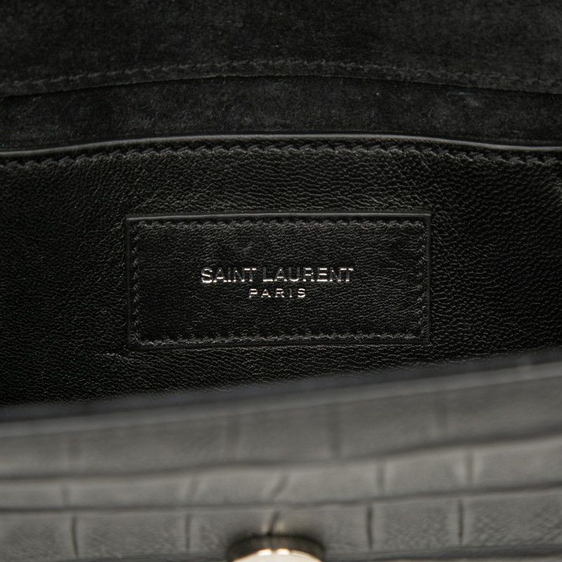 Saint Laurent YSL Logo Monogram Kate Croco Shoulder Bag