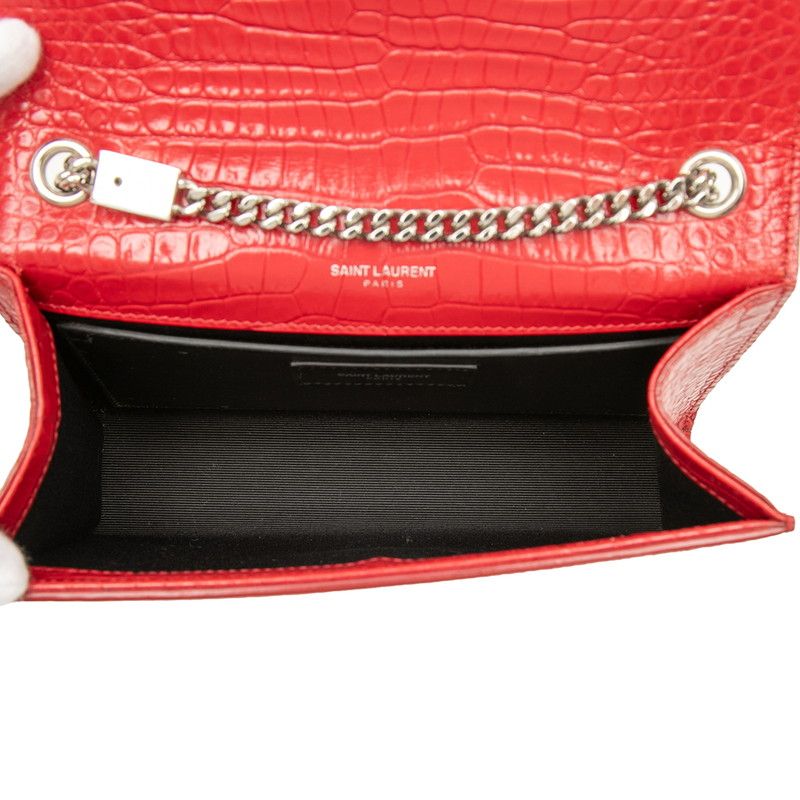 Saint Laurent YSL Logo Monogram Kate Tassel Croco Shoulder Bag