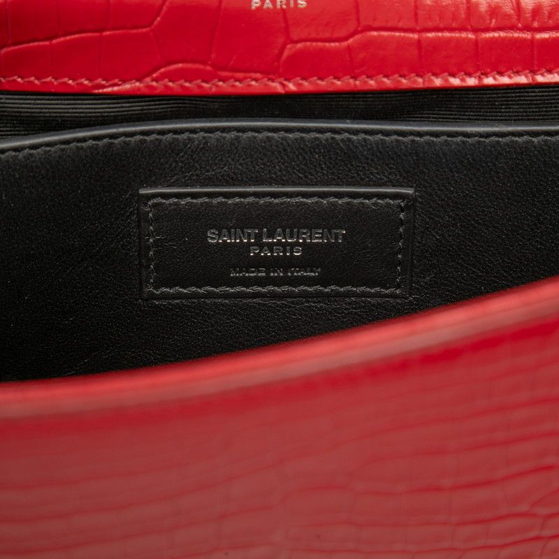 Saint Laurent YSL Logo Monogram Kate Tassel Croco Shoulder Bag