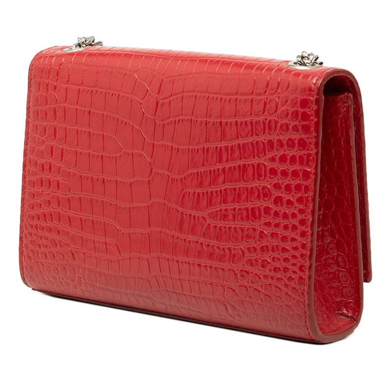 Saint Laurent YSL Logo Monogram Kate Tassel Croco Shoulder Bag