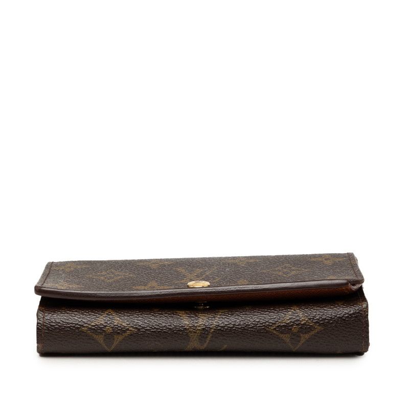 Louis Vuitton Monogram Porte-Monnaie Bifold Wallet Brown Leather
