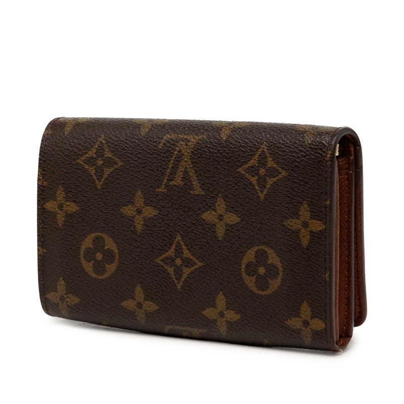 Louis Vuitton Monogram Porte-Monnaie Bifold Wallet Brown Leather