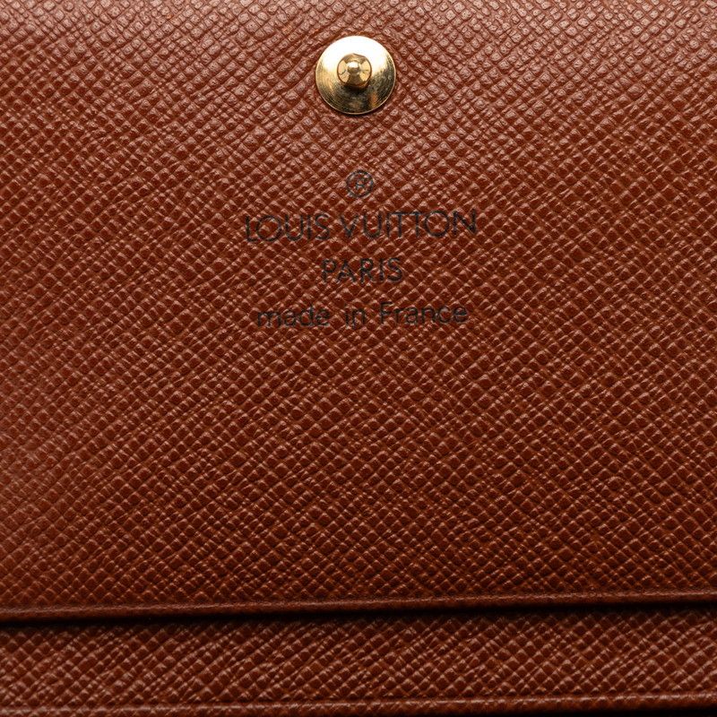 Louis Vuitton Monogram Porte-Monnaie Bifold Wallet Brown Leather