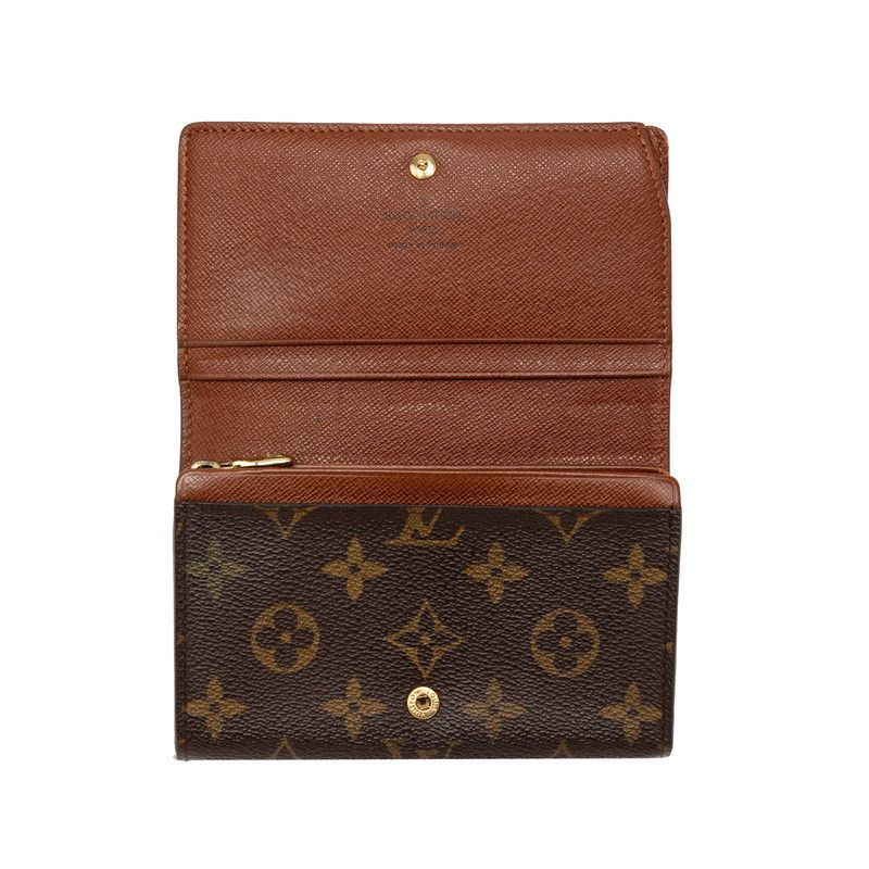 Louis Vuitton Monogram Porte-Monnaie Bifold Wallet Brown Leather