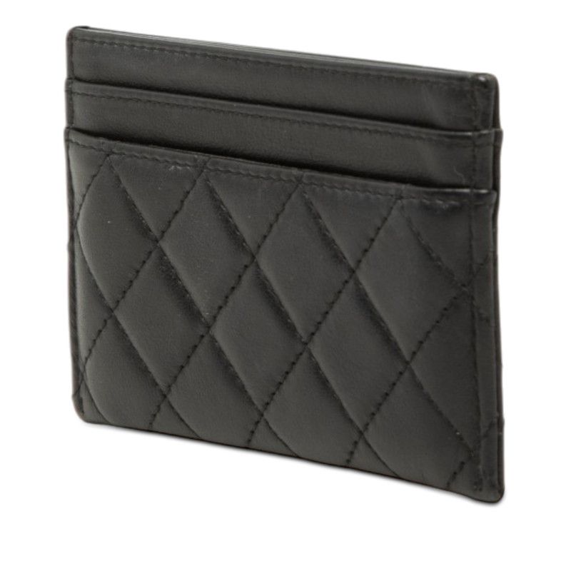 Chanel CC Logo Boy Card Case Black Lambskin