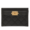 Chanel CC Logo Boy Card Case Black Lambskin