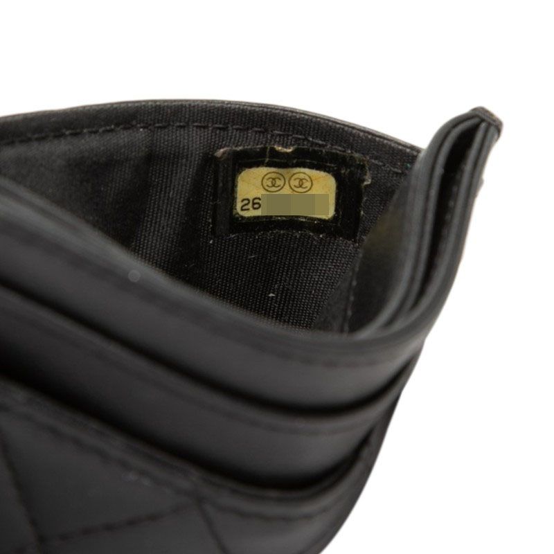 Chanel CC Logo Boy Card Case Black Lambskin