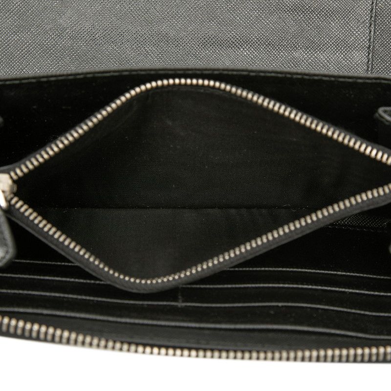 Prada Saffiano Travel Case Organizer Wallet Black Leather
