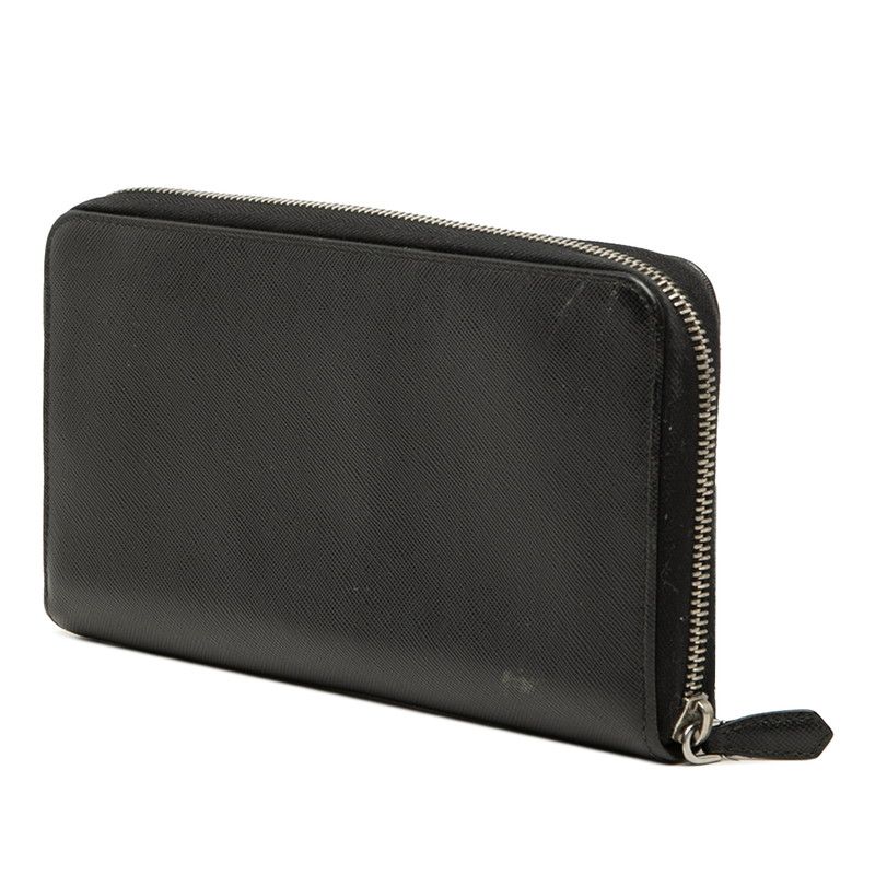 Prada Saffiano Travel Case Organizer Wallet Black Leather