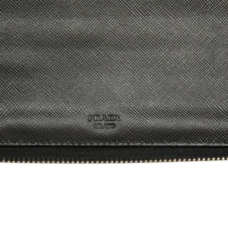 Prada Saffiano Travel Case Organizer Wallet Black Leather