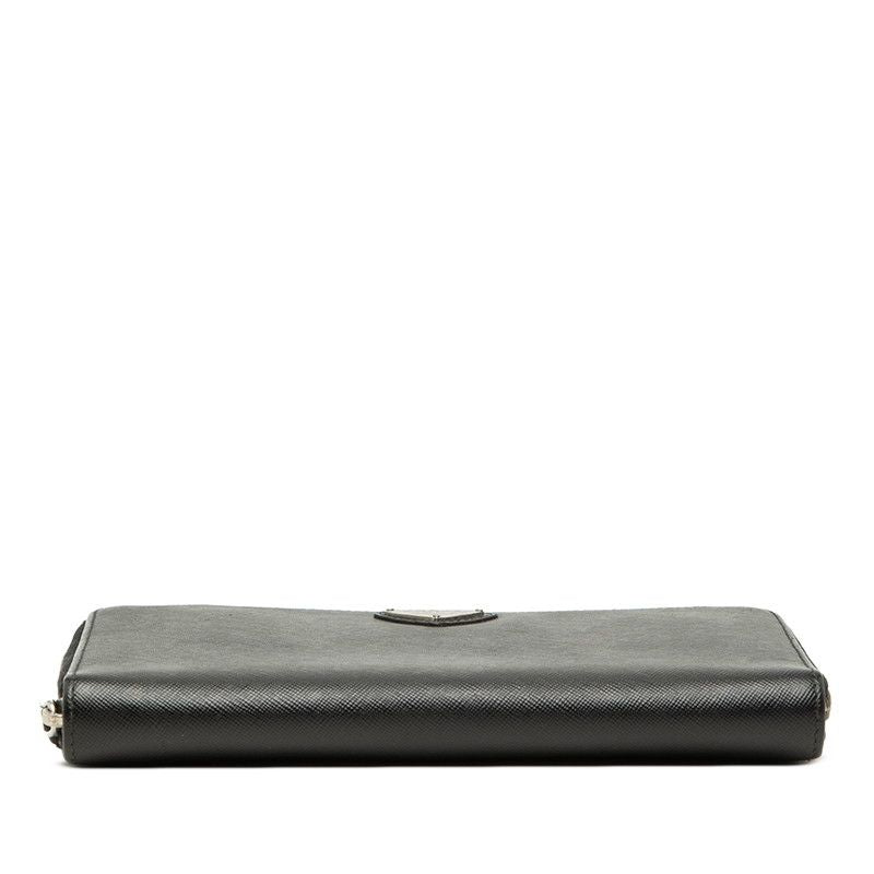 Prada Saffiano Travel Case Organizer Wallet Black Leather