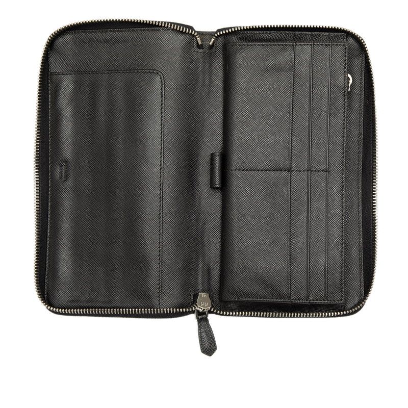 Prada Saffiano Travel Case Organizer Wallet Black Leather
