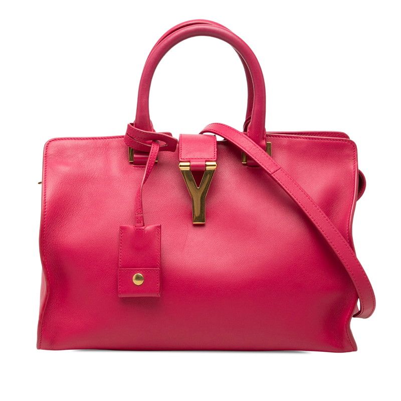 Saint Laurent Petit Cabas 2-Way Shoulder Bag Pink Leather