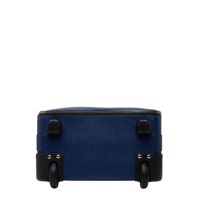 Prada Saffiano Travel Bag Suitcase Blue Leather