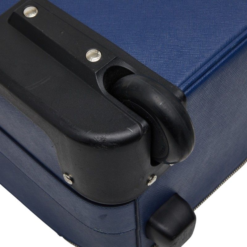 Prada Saffiano Travel Bag Suitcase Blue Leather