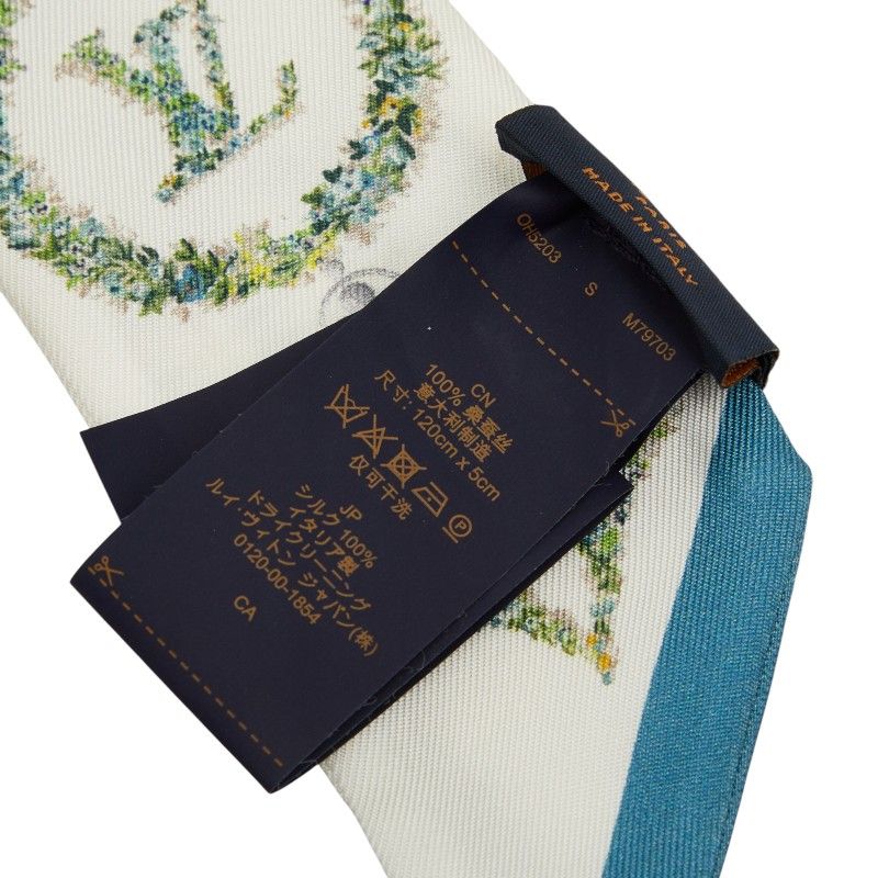 Louis Vuitton Bandeau BB Monogram Flower Twilly Scarf White Silk