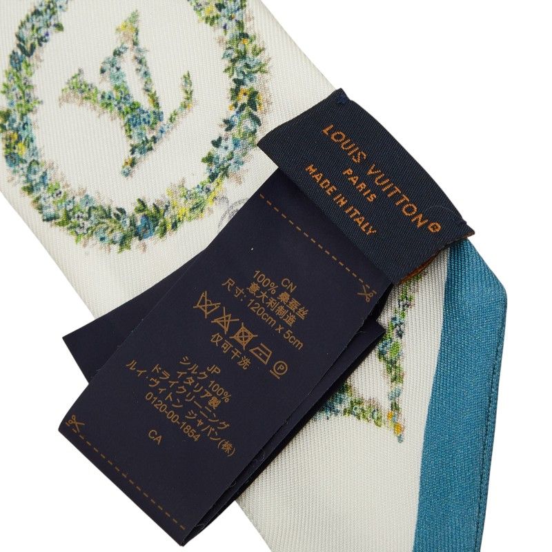 Louis Vuitton Bandeau BB Monogram Flower Twilly Scarf White Silk