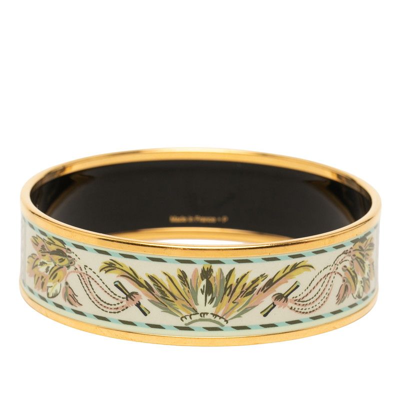 Hermes Enamel GM Cloisonne Bangle Gold Multicolor Plated Bracelet