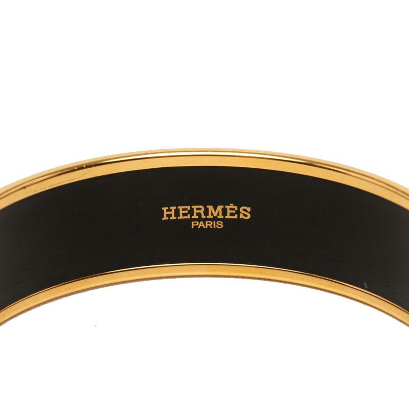 Hermes Enamel GM Cloisonne Bangle Gold Multicolor Plated Bracelet