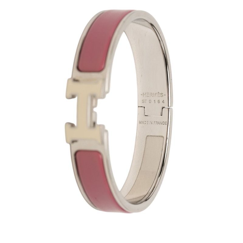 Hermes Clic PM Bracelet Silver Pink Metal Enamel