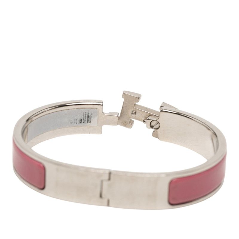 Hermes Clic PM Bracelet Silver Pink Metal Enamel